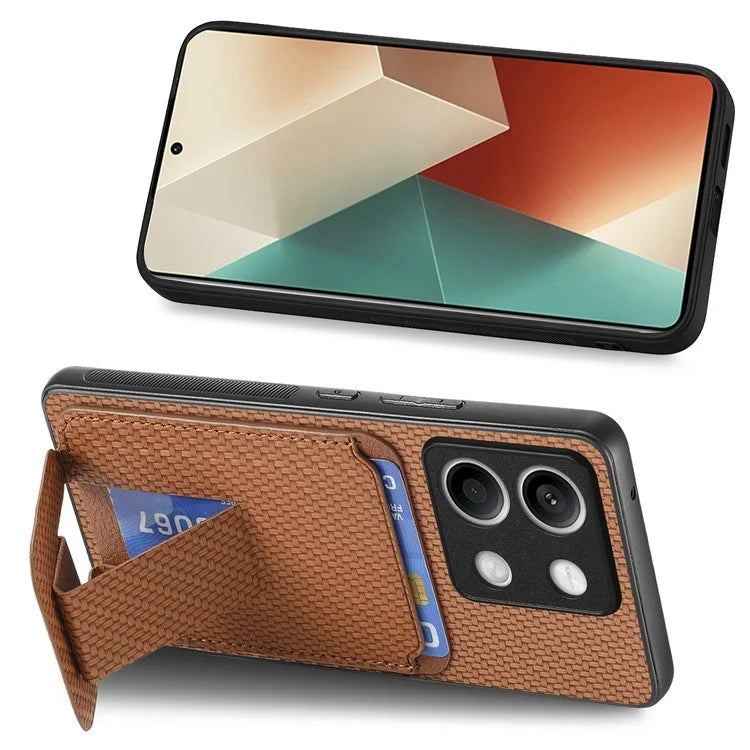 C1-11 for Xiaomi Redmi Note 13 5G Case Carbon Fiber Texture Leather Coated TPU Card Slot Phone Cover