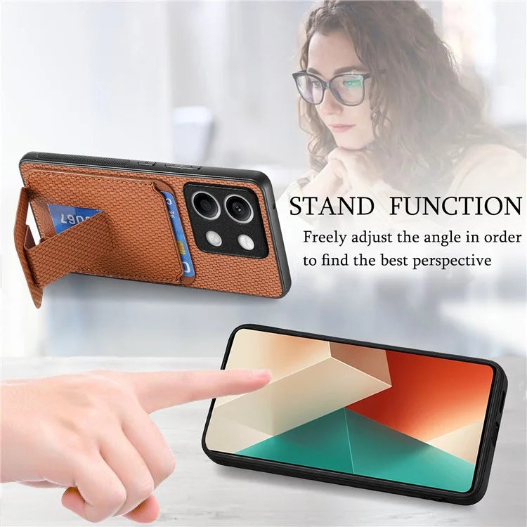 C1-11 for Xiaomi Redmi Note 13 5G Case Carbon Fiber Texture Leather Coated TPU Card Slot Phone Cover