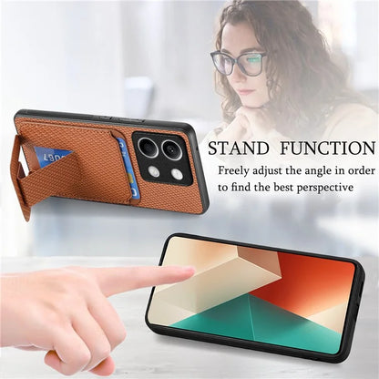 C1-11 for Xiaomi Redmi Note 13 5G Case Carbon Fiber Texture Leather Coated TPU Card Slot Phone Cover