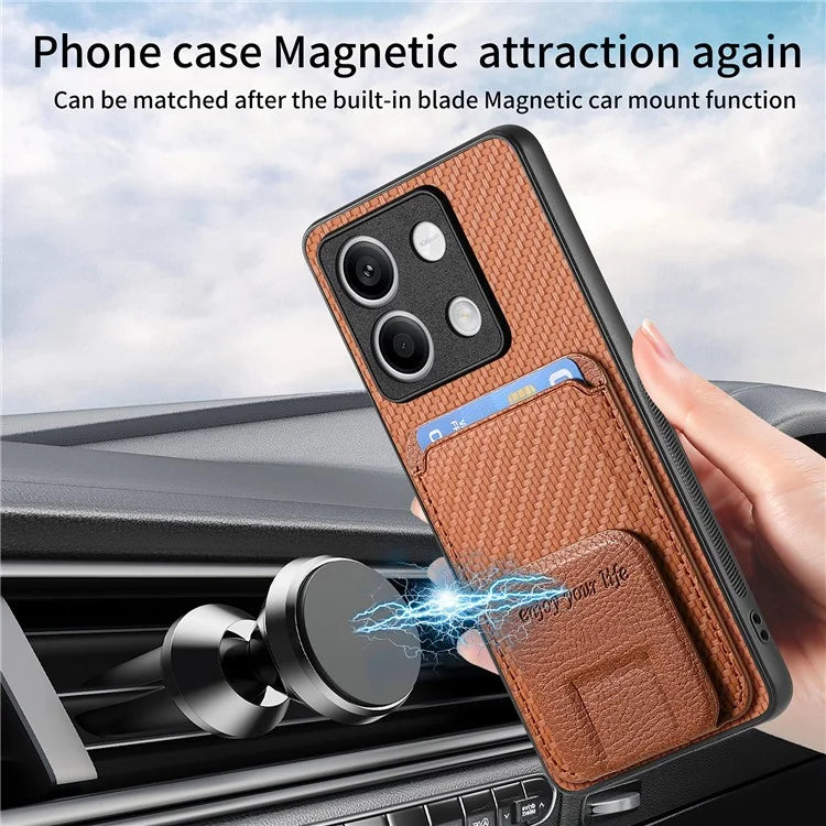 C1-11 for Xiaomi Redmi Note 13 5G Case Carbon Fiber Texture Leather Coated TPU Card Slot Phone Cover