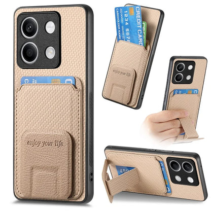 C1-11 for Xiaomi Redmi Note 13 5G Case Carbon Fiber Texture Leather Coated TPU Card Slot Phone Cover