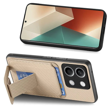 C1-11 for Xiaomi Redmi Note 13 5G Case Carbon Fiber Texture Leather Coated TPU Card Slot Phone Cover