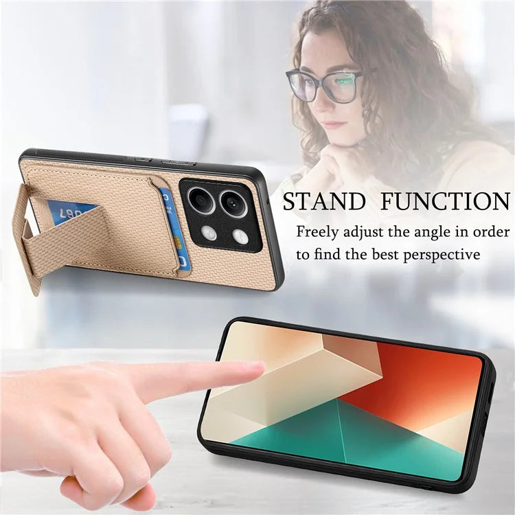 C1-11 for Xiaomi Redmi Note 13 5G Case Carbon Fiber Texture Leather Coated TPU Card Slot Phone Cover