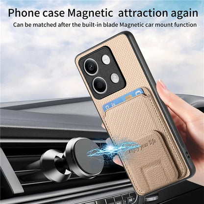 C1-11 for Xiaomi Redmi Note 13 5G Case Carbon Fiber Texture Leather Coated TPU Card Slot Phone Cover