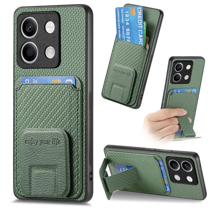 C1-11 for Xiaomi Redmi Note 13 5G Case Carbon Fiber Texture Leather Coated TPU Card Slot Phone Cover