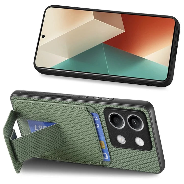 C1-11 for Xiaomi Redmi Note 13 5G Case Carbon Fiber Texture Leather Coated TPU Card Slot Phone Cover
