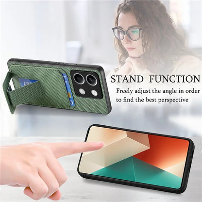 C1-11 for Xiaomi Redmi Note 13 5G Case Carbon Fiber Texture Leather Coated TPU Card Slot Phone Cover