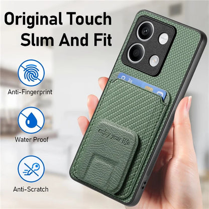C1-11 for Xiaomi Redmi Note 13 5G Case Carbon Fiber Texture Leather Coated TPU Card Slot Phone Cover