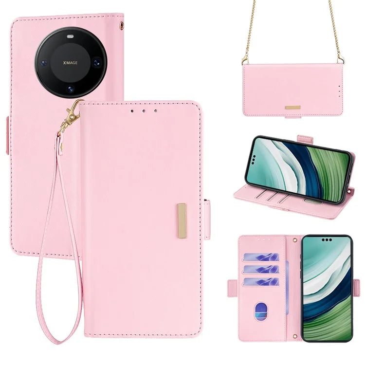For Huawei Mate 60 Pro / Mate 60 Pro+ Case with Shoulder Strap RFID Blocking Leather Phone Cover