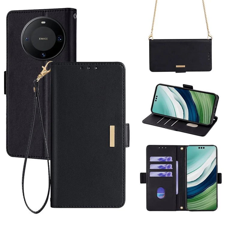 For Huawei Mate 60 Pro / Mate 60 Pro+ Case with Shoulder Strap RFID Blocking Leather Phone Cover