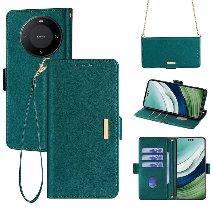 For Huawei Mate 60 Pro / Mate 60 Pro+ Case with Shoulder Strap RFID Blocking Leather Phone Cover
