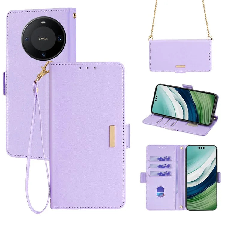 For Huawei Mate 60 Pro / Mate 60 Pro+ Case with Shoulder Strap RFID Blocking Leather Phone Cover