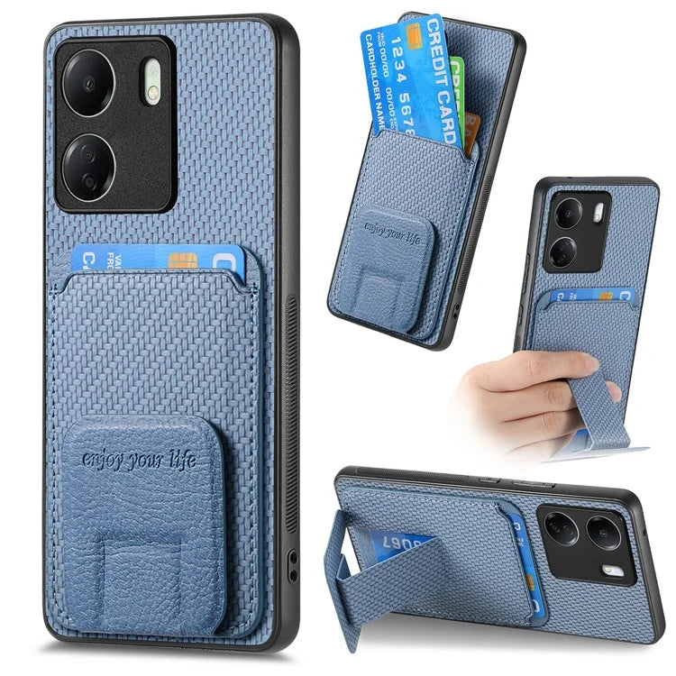 C1-11 for Xiaomi Redmi 13C 4G / Poco C65 4G Phone Case Card Slot Leather Coated TPU Cover