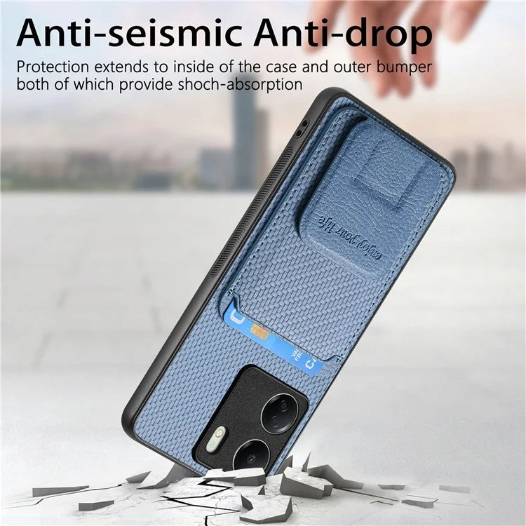 C1-11 for Xiaomi Redmi 13C 4G / Poco C65 4G Phone Case Card Slot Leather Coated TPU Cover