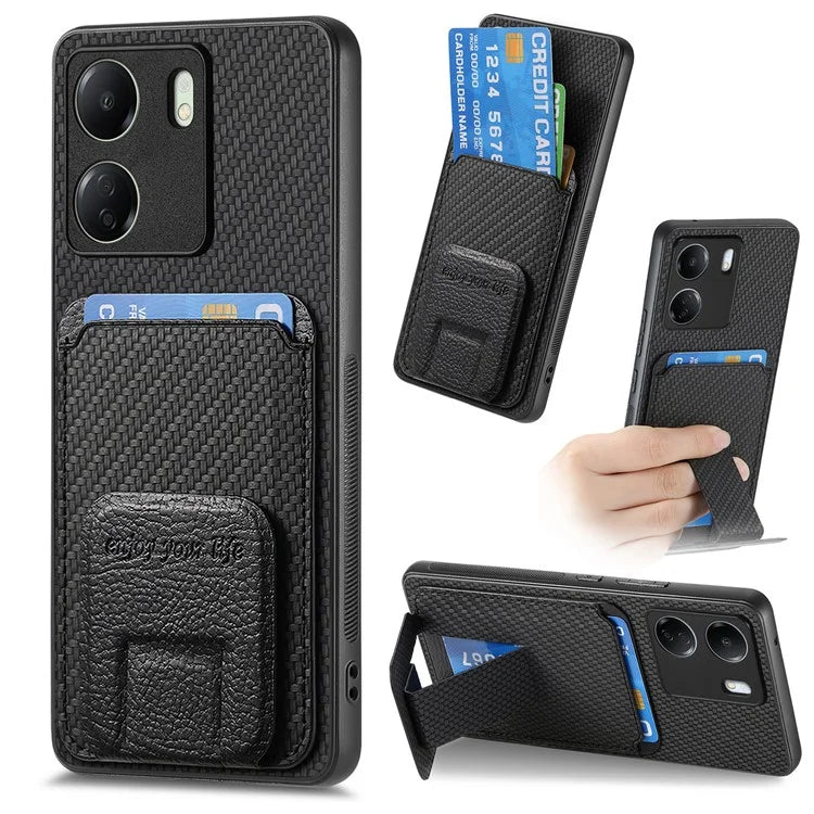 C1-11 for Xiaomi Redmi 13C 4G / Poco C65 4G Phone Case Card Slot Leather Coated TPU Cover