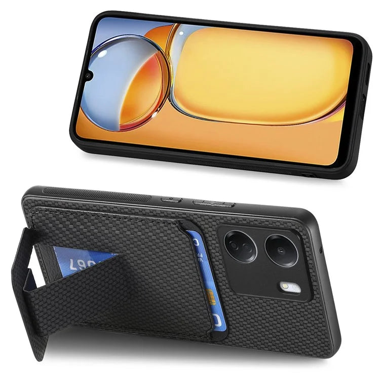 C1-11 for Xiaomi Redmi 13C 4G / Poco C65 4G Phone Case Card Slot Leather Coated TPU Cover