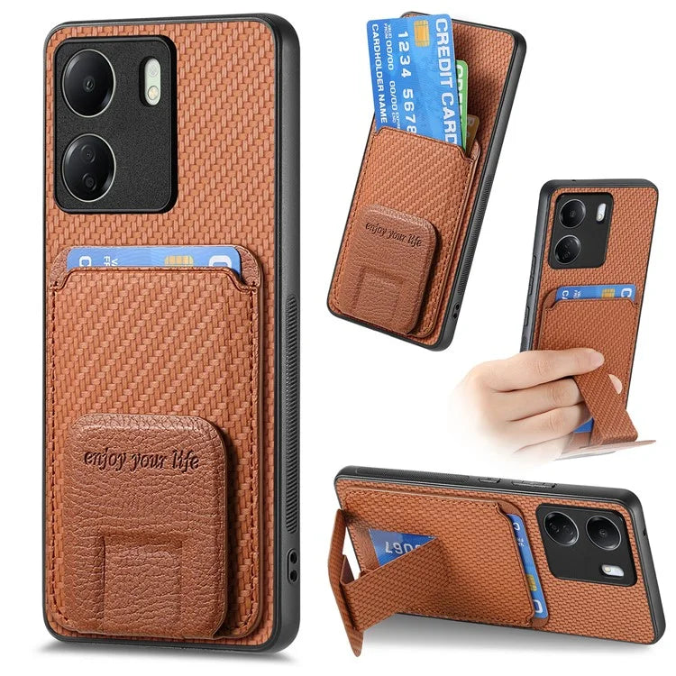 C1-11 for Xiaomi Redmi 13C 4G / Poco C65 4G Phone Case Card Slot Leather Coated TPU Cover