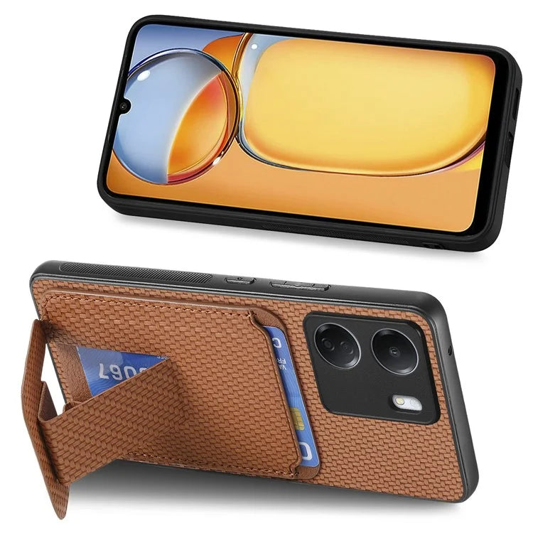 C1-11 for Xiaomi Redmi 13C 4G / Poco C65 4G Phone Case Card Slot Leather Coated TPU Cover