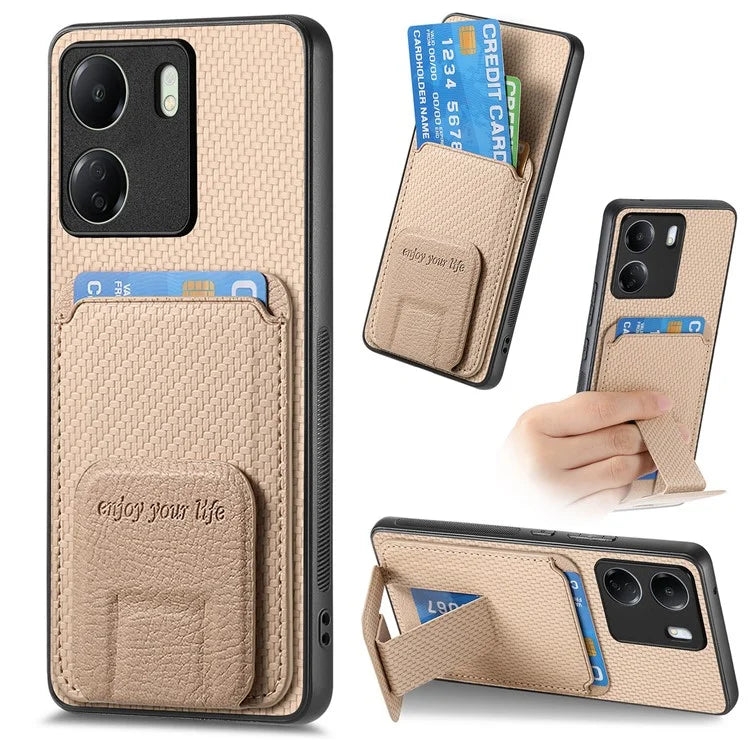 C1-11 for Xiaomi Redmi 13C 4G / Poco C65 4G Phone Case Card Slot Leather Coated TPU Cover