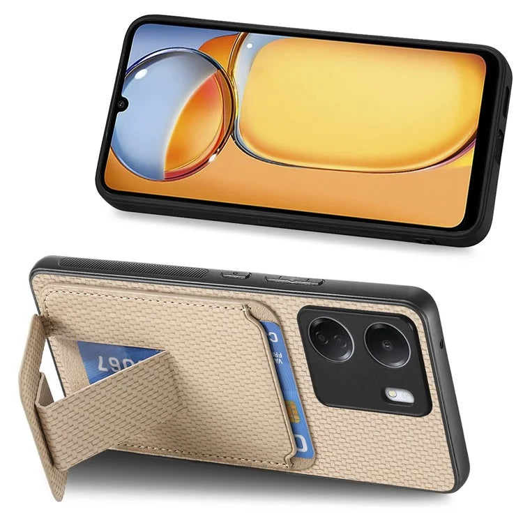 C1-11 for Xiaomi Redmi 13C 4G / Poco C65 4G Phone Case Card Slot Leather Coated TPU Cover