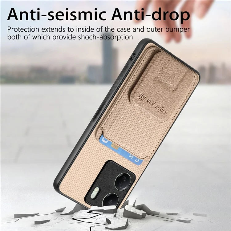 C1-11 for Xiaomi Redmi 13C 4G / Poco C65 4G Phone Case Card Slot Leather Coated TPU Cover