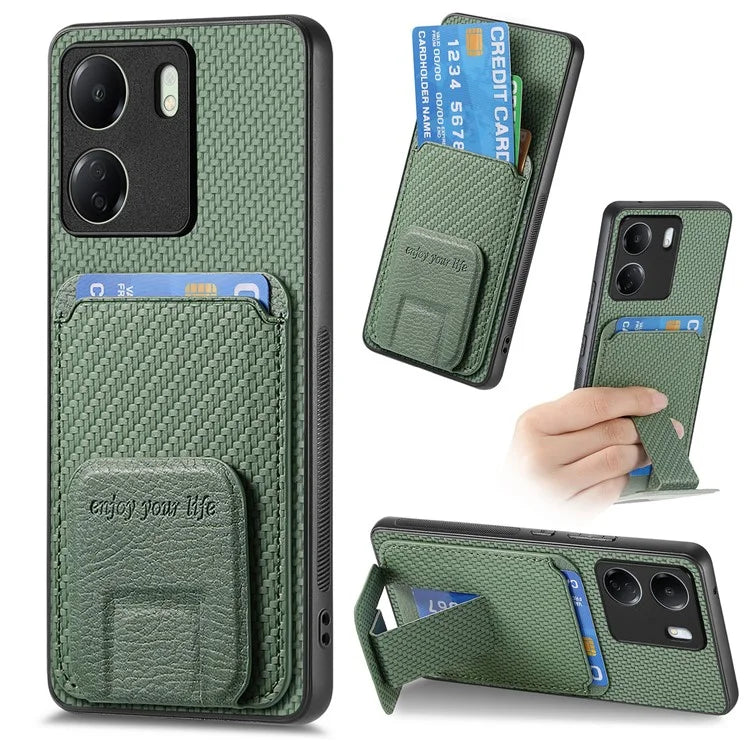 C1-11 for Xiaomi Redmi 13C 4G / Poco C65 4G Phone Case Card Slot Leather Coated TPU Cover