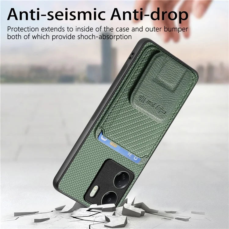C1-11 for Xiaomi Redmi 13C 4G / Poco C65 4G Phone Case Card Slot Leather Coated TPU Cover