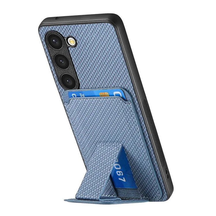 C1-11 for Samsung Galaxy S23 Case Bump Proof Leather Coated TPU Phone Shell with Folding Kickstand