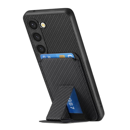 C1-11 for Samsung Galaxy S23 Case Bump Proof Leather Coated TPU Phone Shell with Folding Kickstand