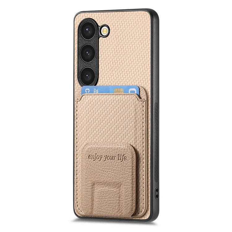 C1-11 for Samsung Galaxy S23 Case Bump Proof Leather Coated TPU Phone Shell with Folding Kickstand