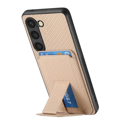 C1-11 for Samsung Galaxy S23 Case Bump Proof Leather Coated TPU Phone Shell with Folding Kickstand