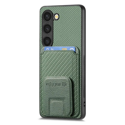 C1-11 for Samsung Galaxy S23 Case Bump Proof Leather Coated TPU Phone Shell with Folding Kickstand
