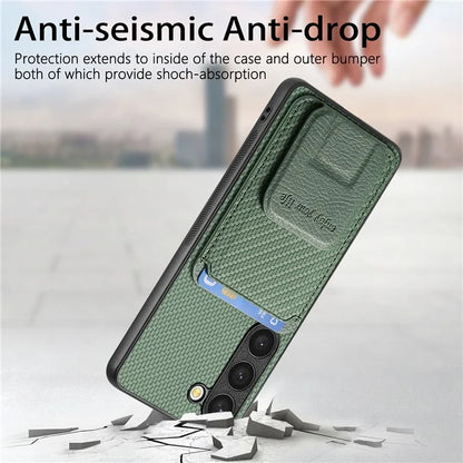 C1-11 for Samsung Galaxy S23 Case Bump Proof Leather Coated TPU Phone Shell with Folding Kickstand