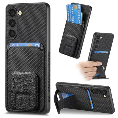 C1-11 for Samsung Galaxy S23+ Case with Kickstand Leather Coated TPU Slim Phone Cover
