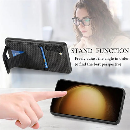 C1-11 for Samsung Galaxy S23+ Case with Kickstand Leather Coated TPU Slim Phone Cover