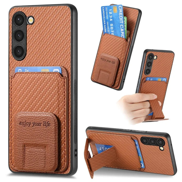 C1-11 for Samsung Galaxy S23+ Case with Kickstand Leather Coated TPU Slim Phone Cover