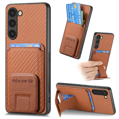 C1-11 for Samsung Galaxy S23+ Case with Kickstand Leather Coated TPU Slim Phone Cover
