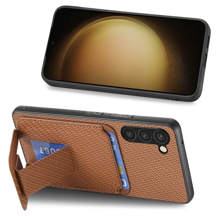 C1-11 for Samsung Galaxy S23+ Case with Kickstand Leather Coated TPU Slim Phone Cover