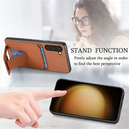 C1-11 for Samsung Galaxy S23+ Case with Kickstand Leather Coated TPU Slim Phone Cover