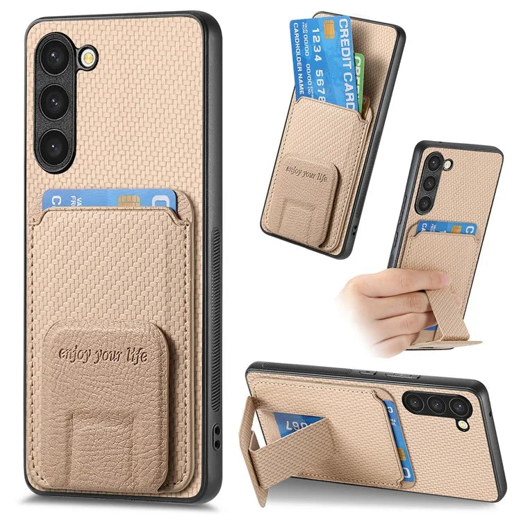 C1-11 for Samsung Galaxy S23+ Case with Kickstand Leather Coated TPU Slim Phone Cover