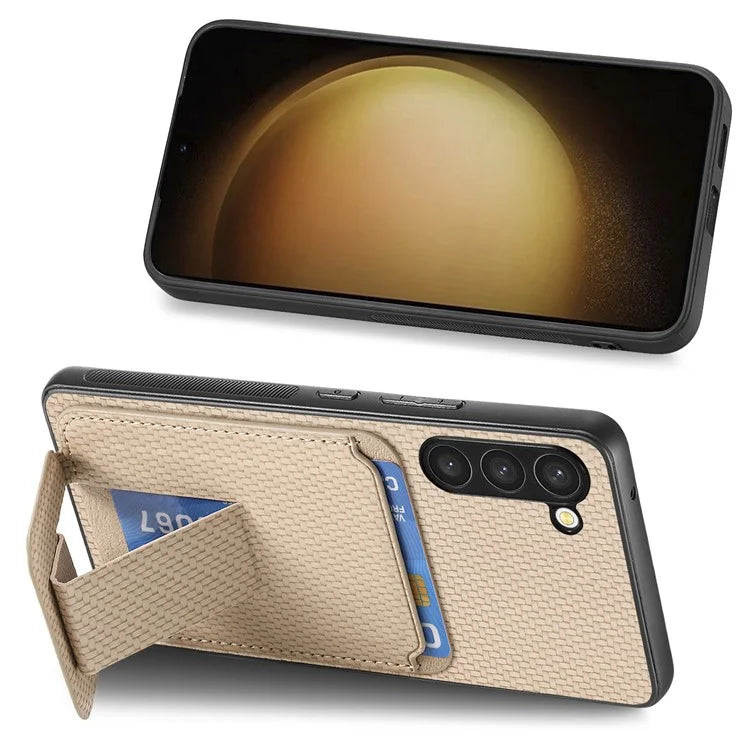 C1-11 for Samsung Galaxy S23+ Case with Kickstand Leather Coated TPU Slim Phone Cover