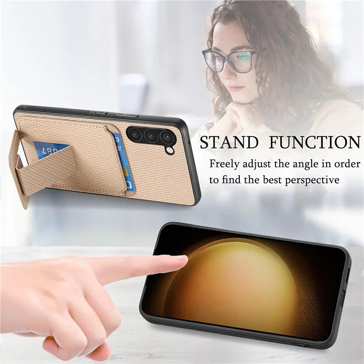 C1-11 for Samsung Galaxy S23+ Case with Kickstand Leather Coated TPU Slim Phone Cover