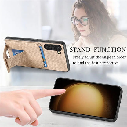 C1-11 for Samsung Galaxy S23+ Case with Kickstand Leather Coated TPU Slim Phone Cover