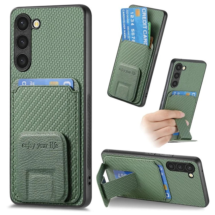 C1-11 for Samsung Galaxy S23+ Case with Kickstand Leather Coated TPU Slim Phone Cover