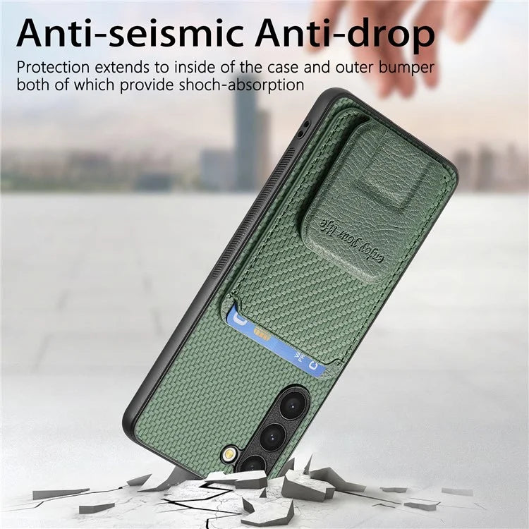 C1-11 for Samsung Galaxy S23+ Case with Kickstand Leather Coated TPU Slim Phone Cover