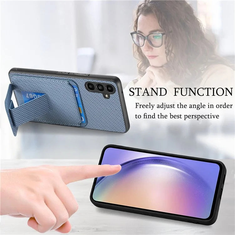 C1-11 for Samsung Galaxy A55 5G Case Carbon Fiber Texture Leather Coated TPU Phone Cover