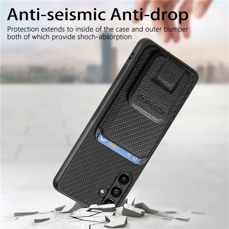 C1-11 for Samsung Galaxy A55 5G Case Carbon Fiber Texture Leather Coated TPU Phone Cover