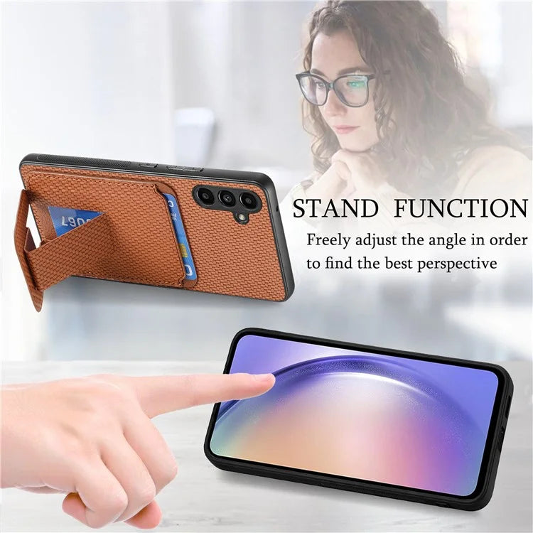 C1-11 for Samsung Galaxy A55 5G Case Carbon Fiber Texture Leather Coated TPU Phone Cover