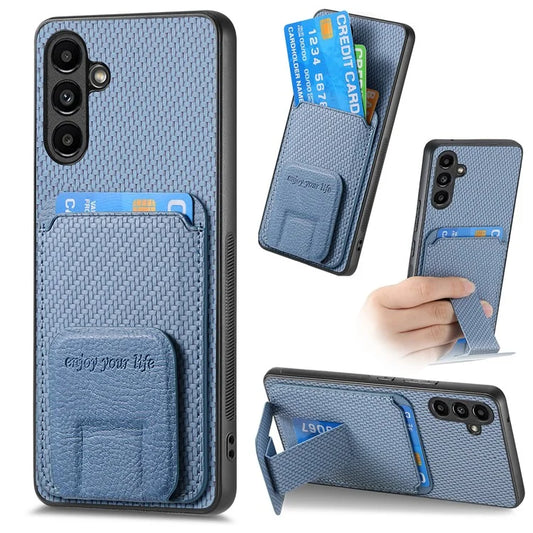 C1-11 For Samsung Galaxy A35 5G Case Carbon Fiber Texture Leather Coated TPU Phone Cover