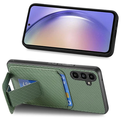 C1-11 For Samsung Galaxy A35 5G Case Carbon Fiber Texture Leather Coated TPU Phone Cover